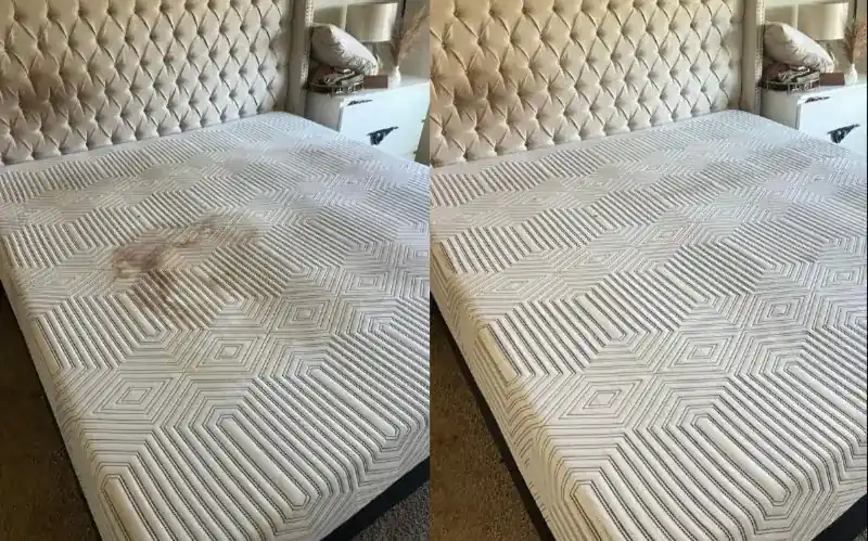 Mattress stain removal before and after - Orlando FL